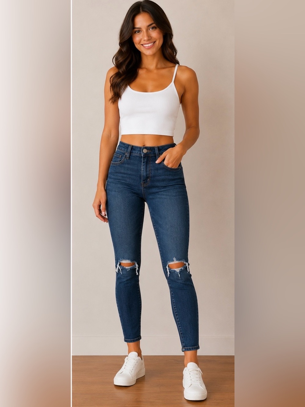 American Eagle Outfitters Dark Blue Ripped Skinny Jeans 00 short
